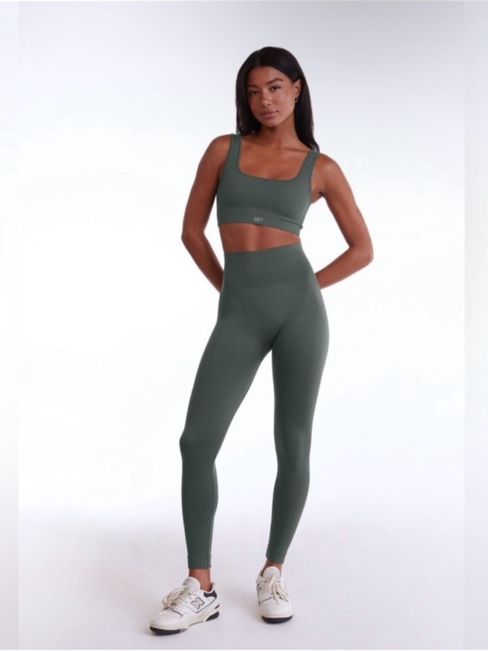 SET Active Olive Green SculptFlex Seamless High Waisted Ankle Leggings